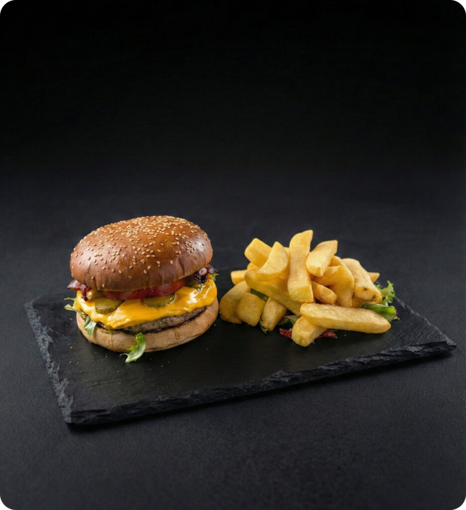 Burger de pui cu cartofi pai (600g)
