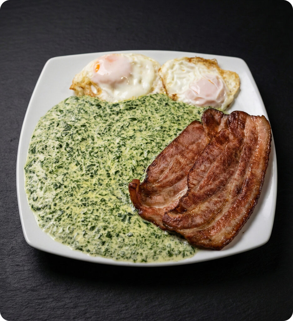 Spanac cu ou si bacon (400 g)