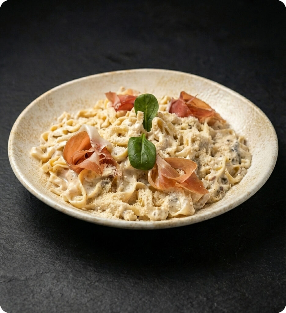 Tagliatelle cu hribi si prosciuto crudo (450 g)